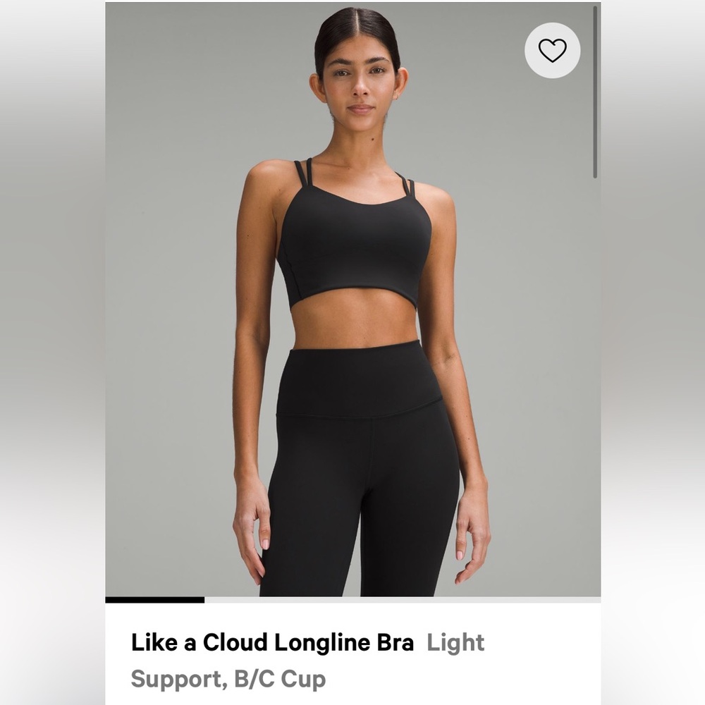 Lululemon like a cloud long line bra light support size 2